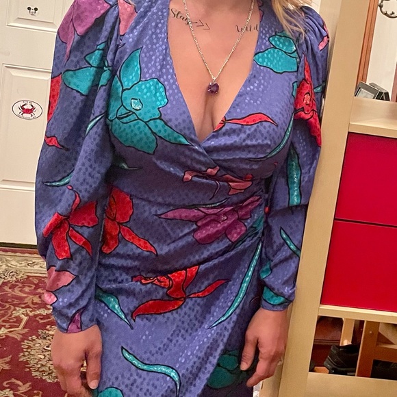 Vintage 80s floral dress super sexy - Picture 2 of 9